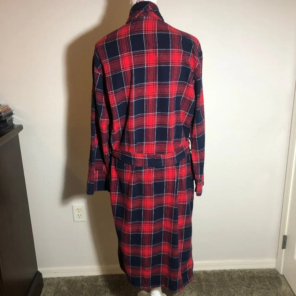 ✨ Luxe Plaid Perfection | Latuza 100% Cotton Red & Navy Lounge Robe